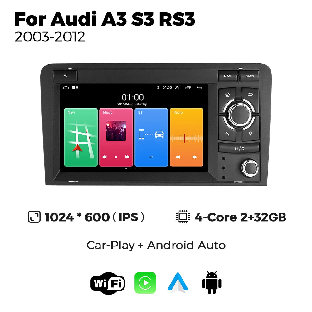 Android 13 Wireless CarPlay Stereo For Audi A3 8P 2003 - 2012 32GB Storage