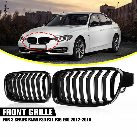 Grill For BMW 3 Series F30 F31 F35 F80 2012 2013 2014 2015-2018 1 Pair Gloss Black Kidney Grills