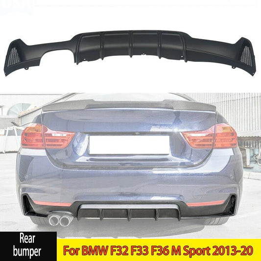 BMW F32 F33 F36 2013-2020  M Sport Performance Rear Bumper Diffuser Lip Twin Exhuasts Matte Black