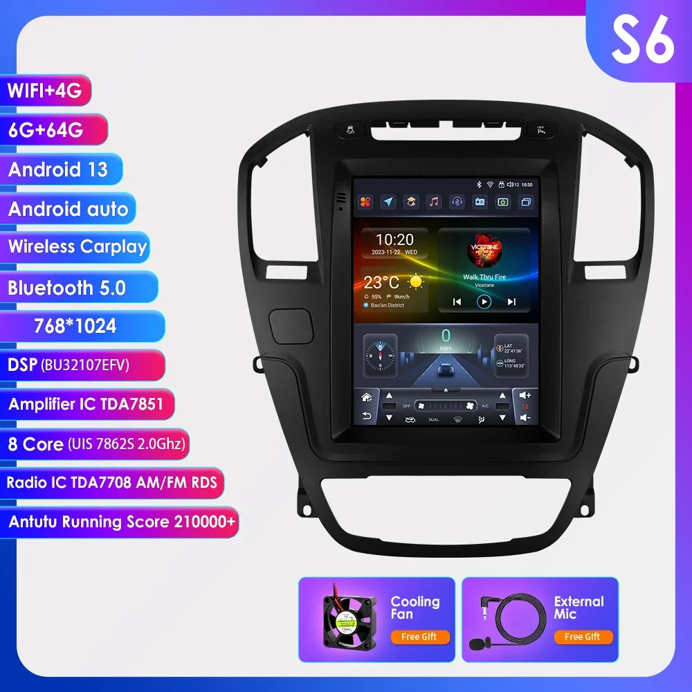 Android 13 Car Radio for Opel Insignia 2009 - 2013 Stereo 9.7inch Vertical Screen Carplay