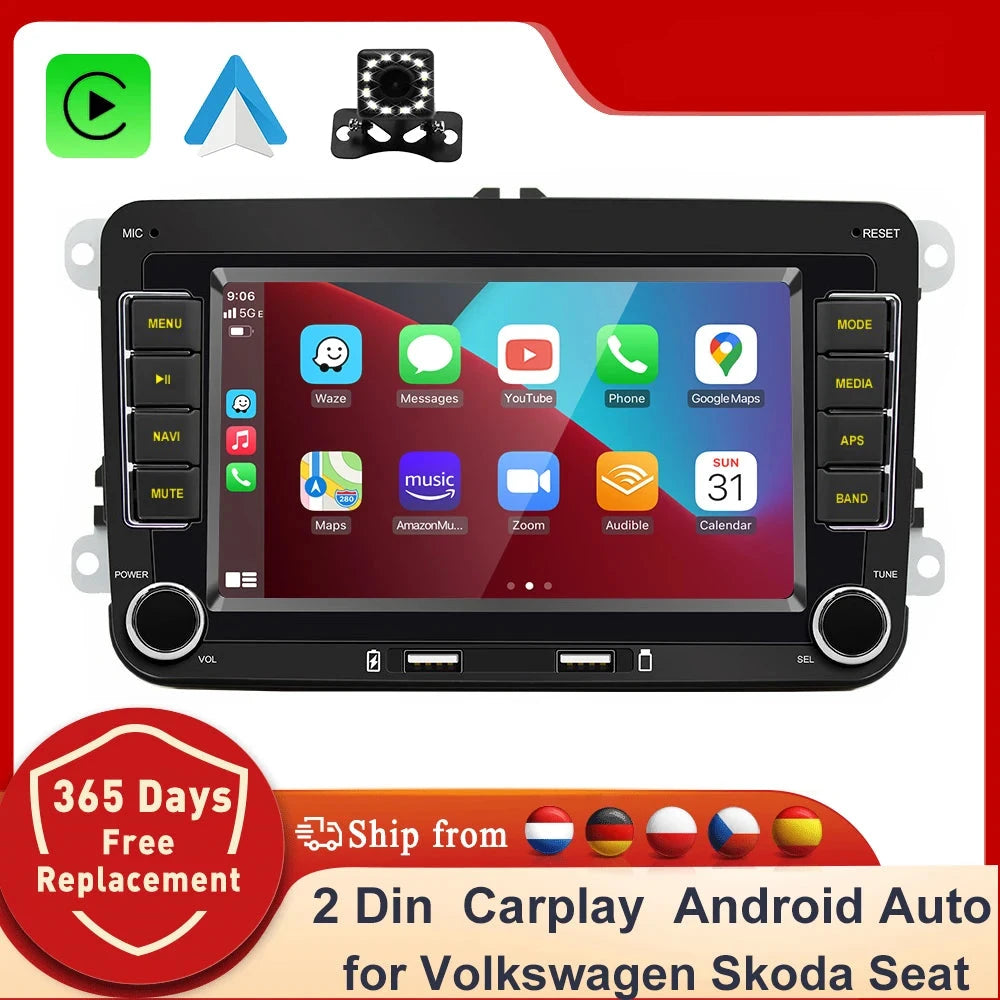 2 Din Car Radio For Volkswagen golf 5 6, passat, polo Android 11 Car Multimedia Playeri Carplay