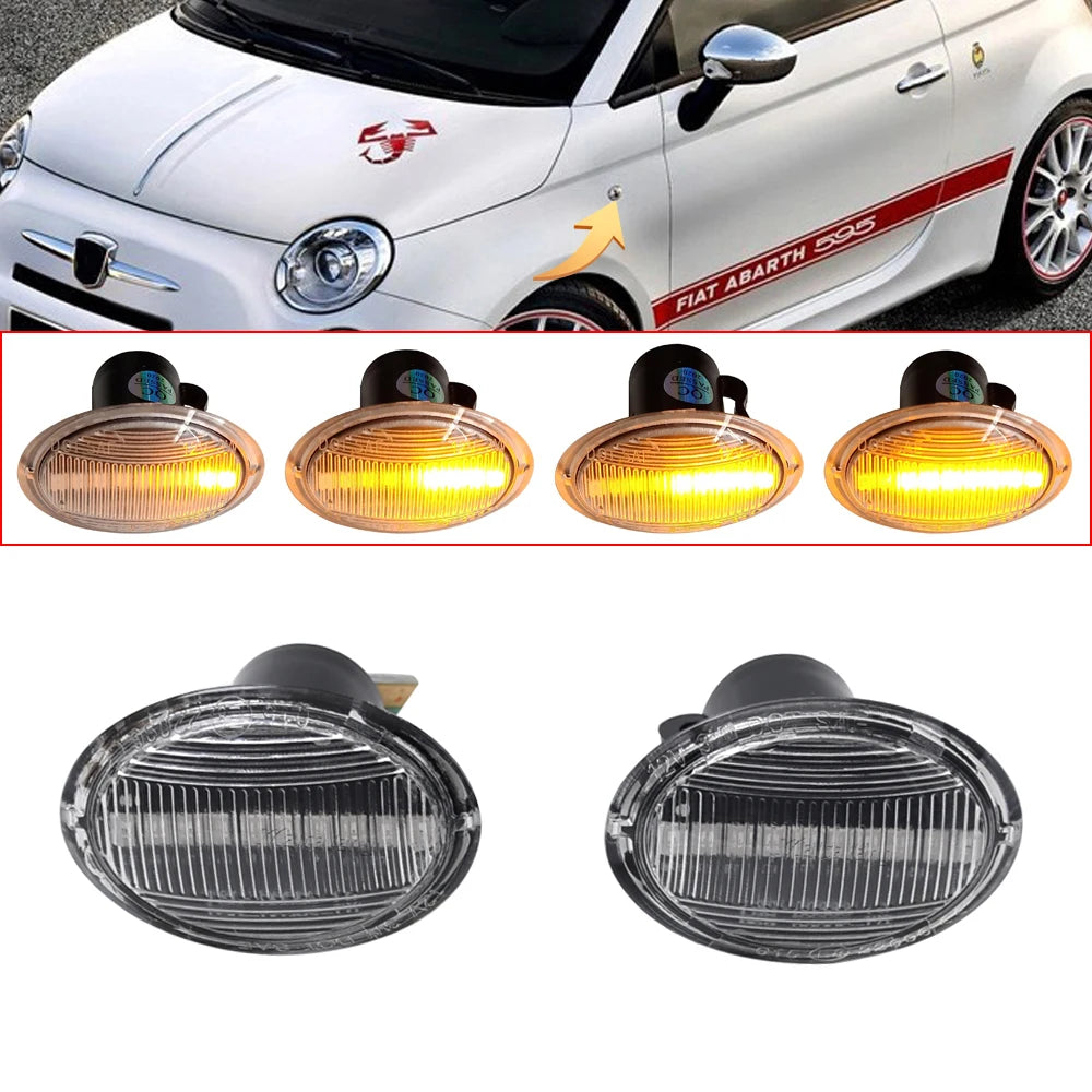 Turn Signal For FIAT 500 500C 500L LED Dynamic T10 Lamps For Abarth 500 595 695