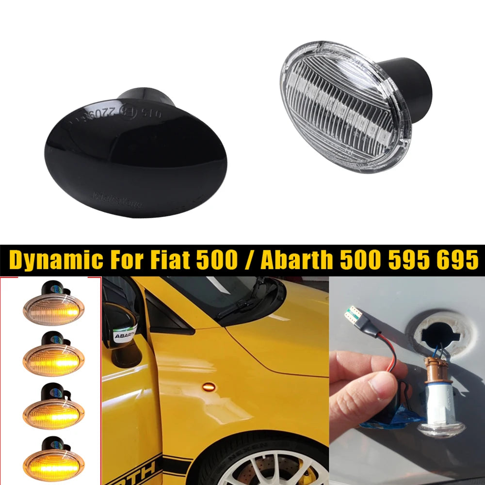 Turn Signal For FIAT 500 500C 500L LED Dynamic T10 Lamps For Abarth 500 595 695