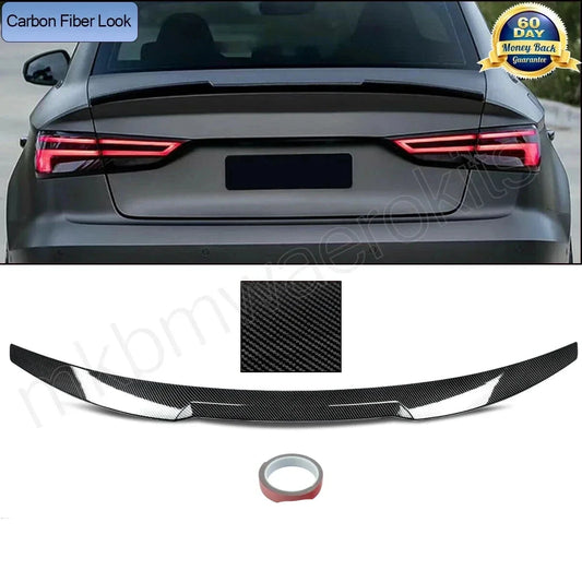 For Audi A3 S3 RS3 Sedan 2014-2020 Carbon Fiber Style Rear Trunk Spoiler