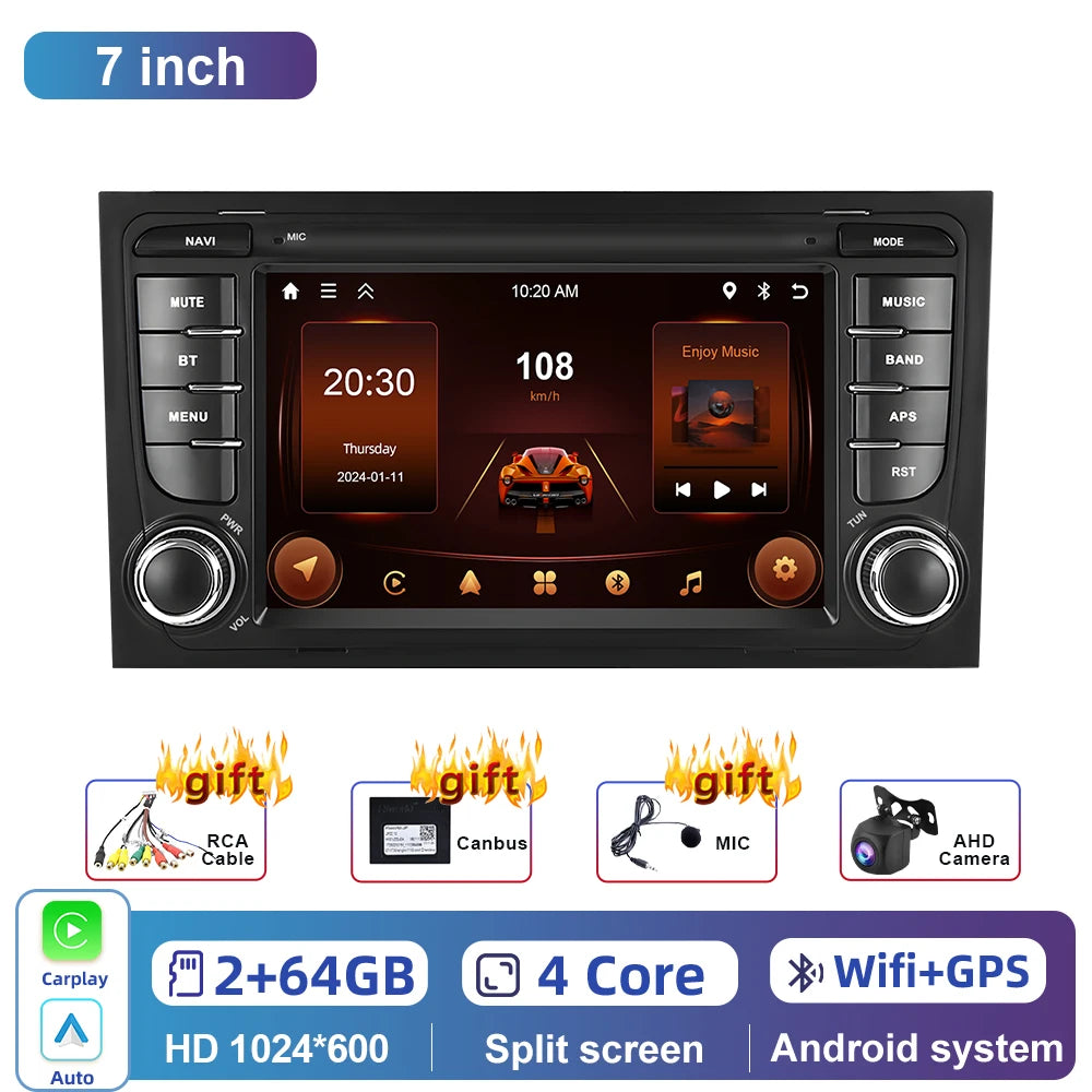 7inch Android Car Radio For Audi A4 B6 Carplay Android auto Bluetooth Navigation