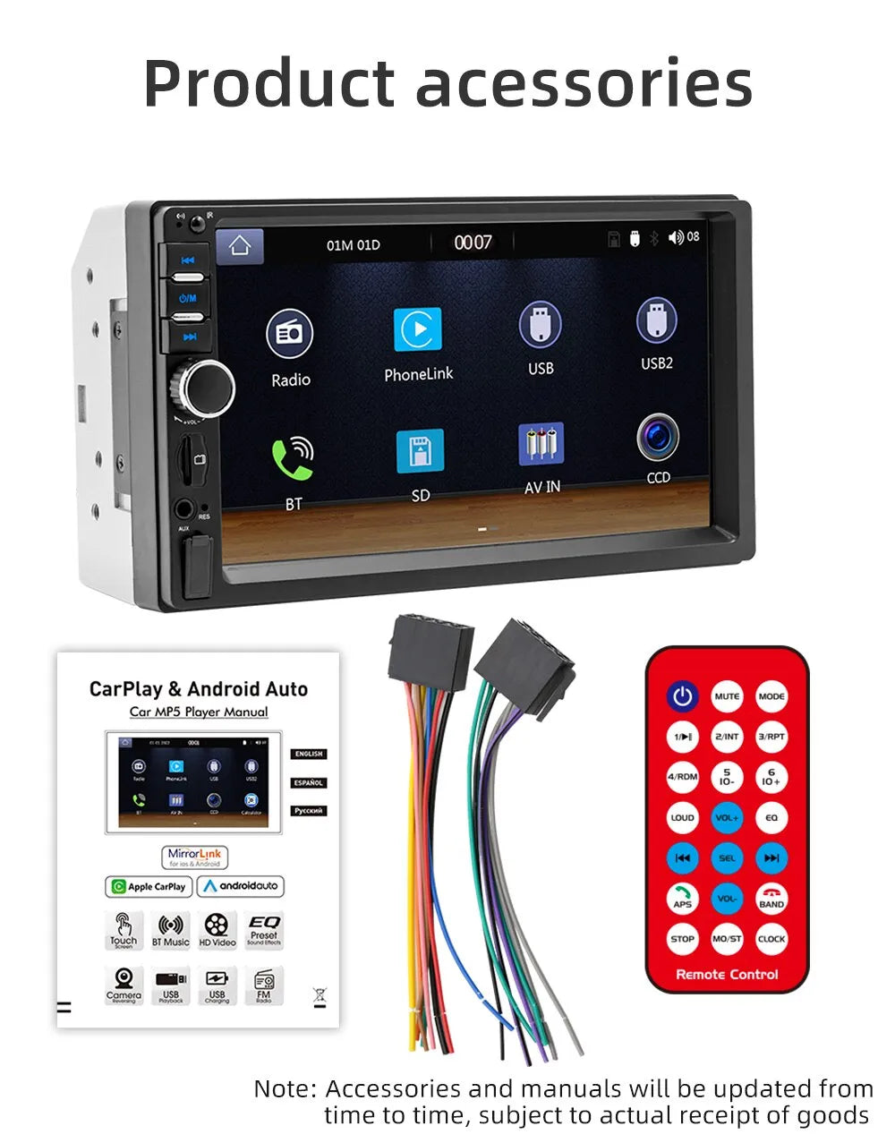 Universal CarPlay Android Auto 7Inch 2 Din Car Radio Autoradio Multimedia Player