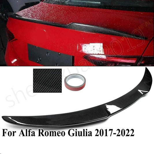 For Alfa Romeo Giulia Carbon Fiber Look Rear Spoiler Wing Lip 17-22