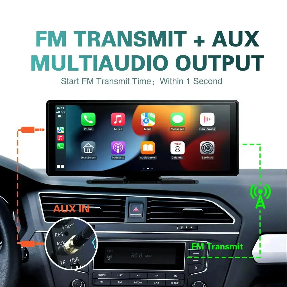 Schermo universale da 10,26 pollici Autoradio video WIFI Carplay wireless per lettore MP5 Apple o Android