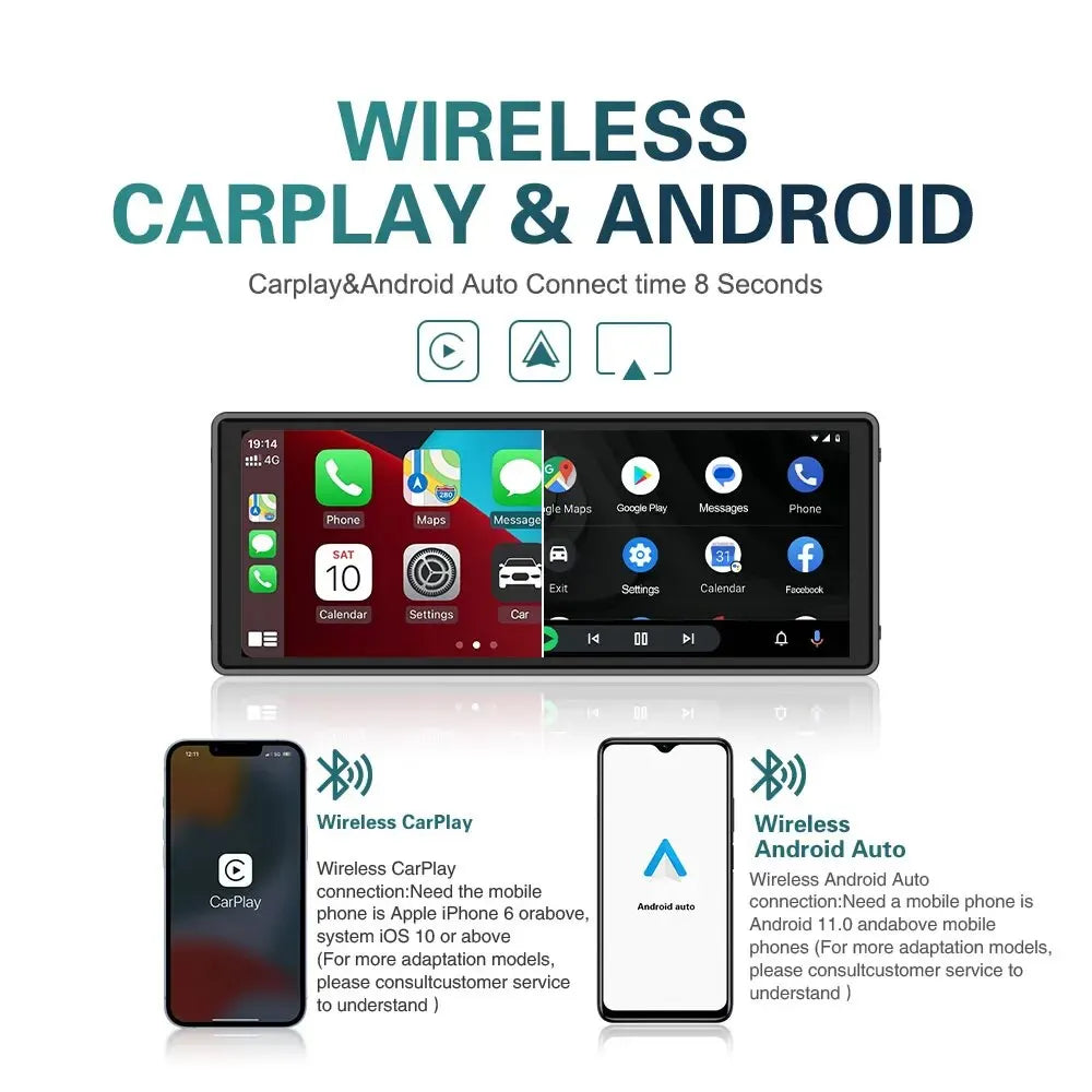 Schermo universale da 10,26 pollici Autoradio video WIFI Carplay wireless per lettore MP5 Apple o Android