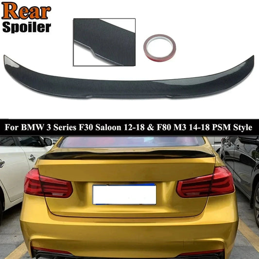 BMW 3 SERIES F30 M3 F80 PSM Style Rear Trunk Spoiler Carbon Fiber Bumper Lips Wing