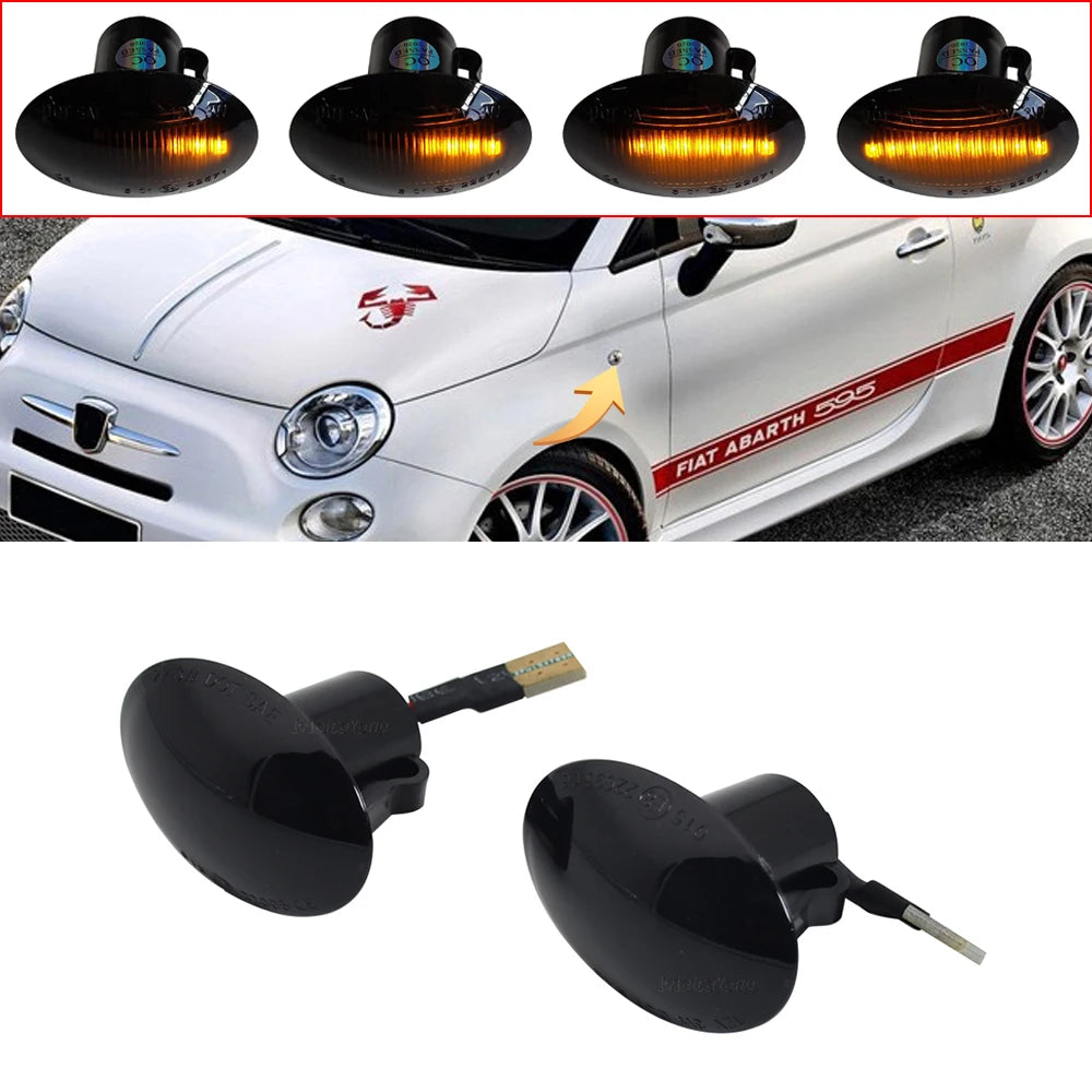 Turn Signal For FIAT 500 500C 500L LED Dynamic T10 Lamps For Abarth 500 595 695