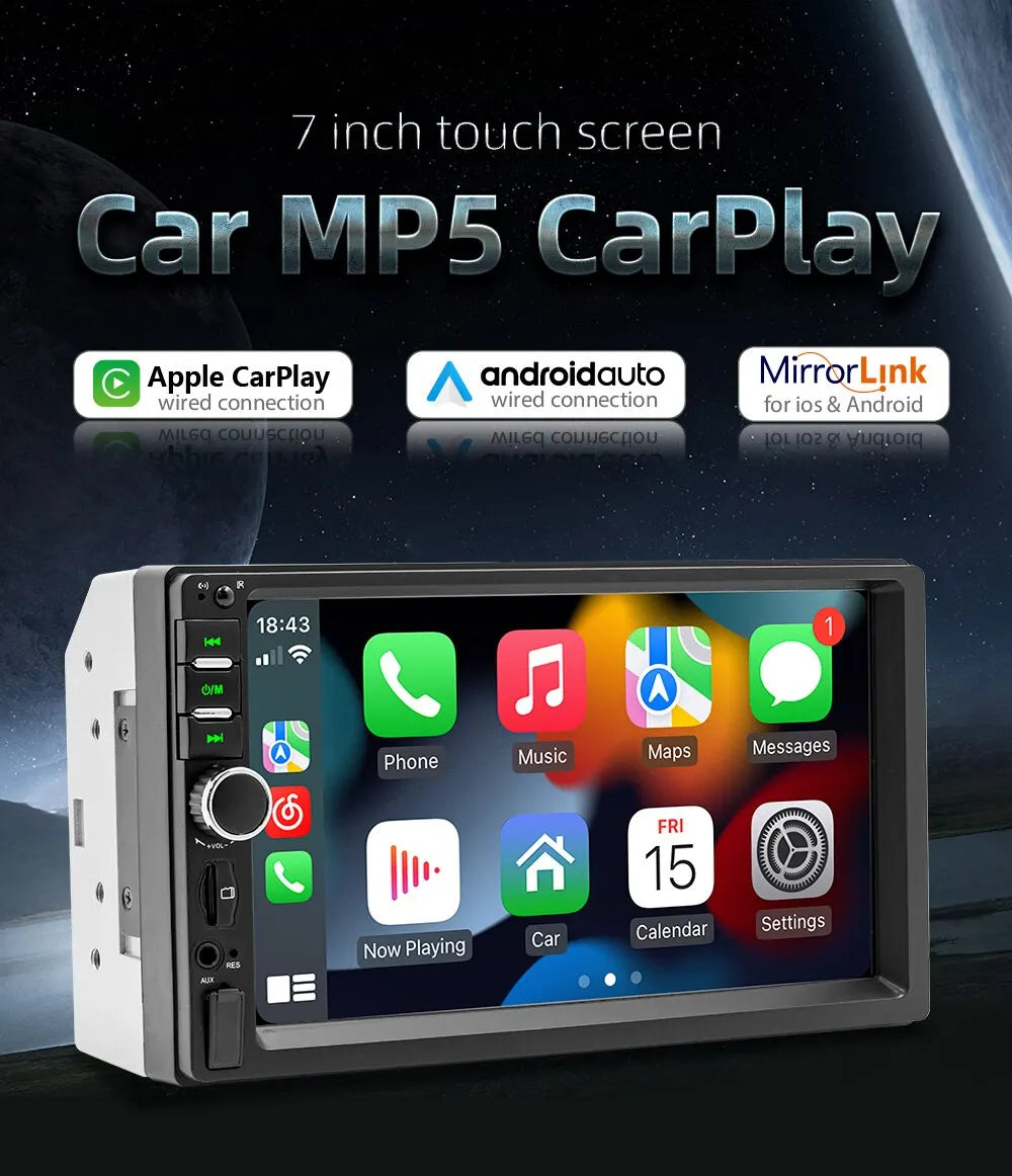 Universal CarPlay Android Auto 7Inch 2 Din Car Radio Autoradio Multimedia Player