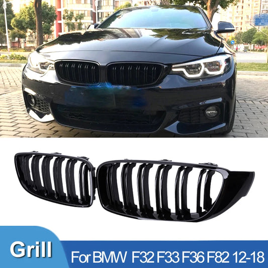 Front Grille For BMW 4 Series F32 F33 F36 M3 F80 M4 F82 12-18 Dual-Slat Glossy Black Accessories